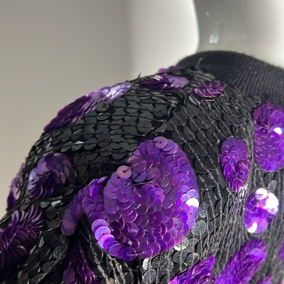 Amen Wardy Sz M Black Purple Flat Beads Sweatshirt Sweater - Picture 8 of 9